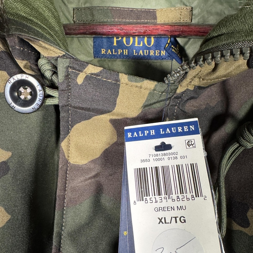 Polo Ralph Lauren Jacket Mens XL Green Camo Down Puffer Fur Trim Coat Bomber - Picture 2 of 16